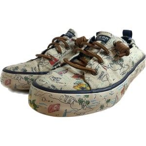 Sperry Crest Ebb Map Caribbean Sneakers | Women's Size 8M US